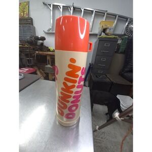 Vintage‎ Dunkin Donuts Thermos Brand Vacuum Bottle Orange Cream Coffee Server